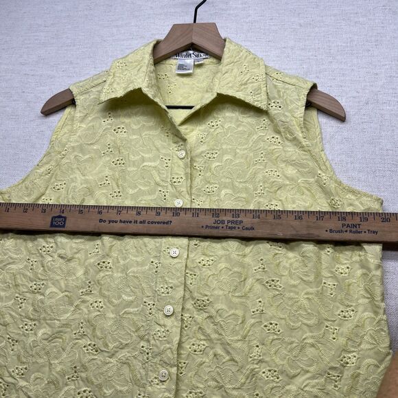 Winter Silks Women's Tank Top Boho Embroidered Silk Sheer Butter Yellow Size L - Picture 4 of 7